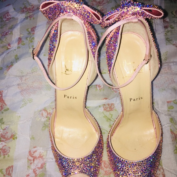 BARBIE pink LOUBOUTIN 💯% AUTHENTIC strass AB crystal 120mm - Picture 13 of 16